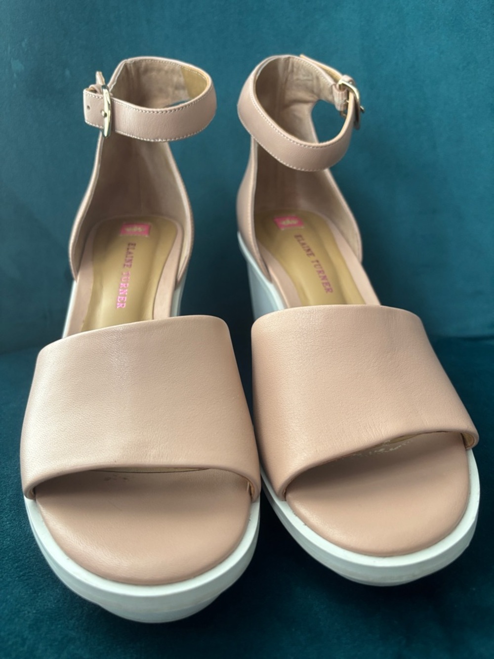 ELAINE TURNER WEDGE ANKLE STRAP SANDALS